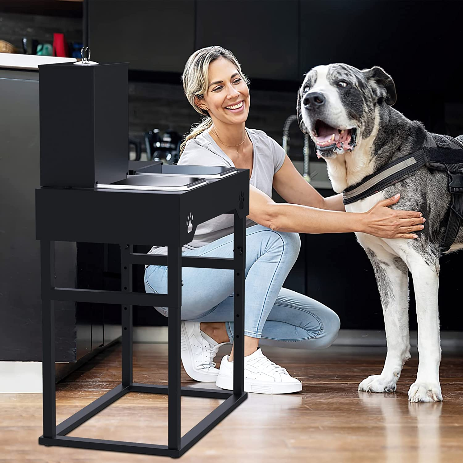 pualpaw Elevated Automatic Dog Feeder for Large Dog,Replendish Faucet